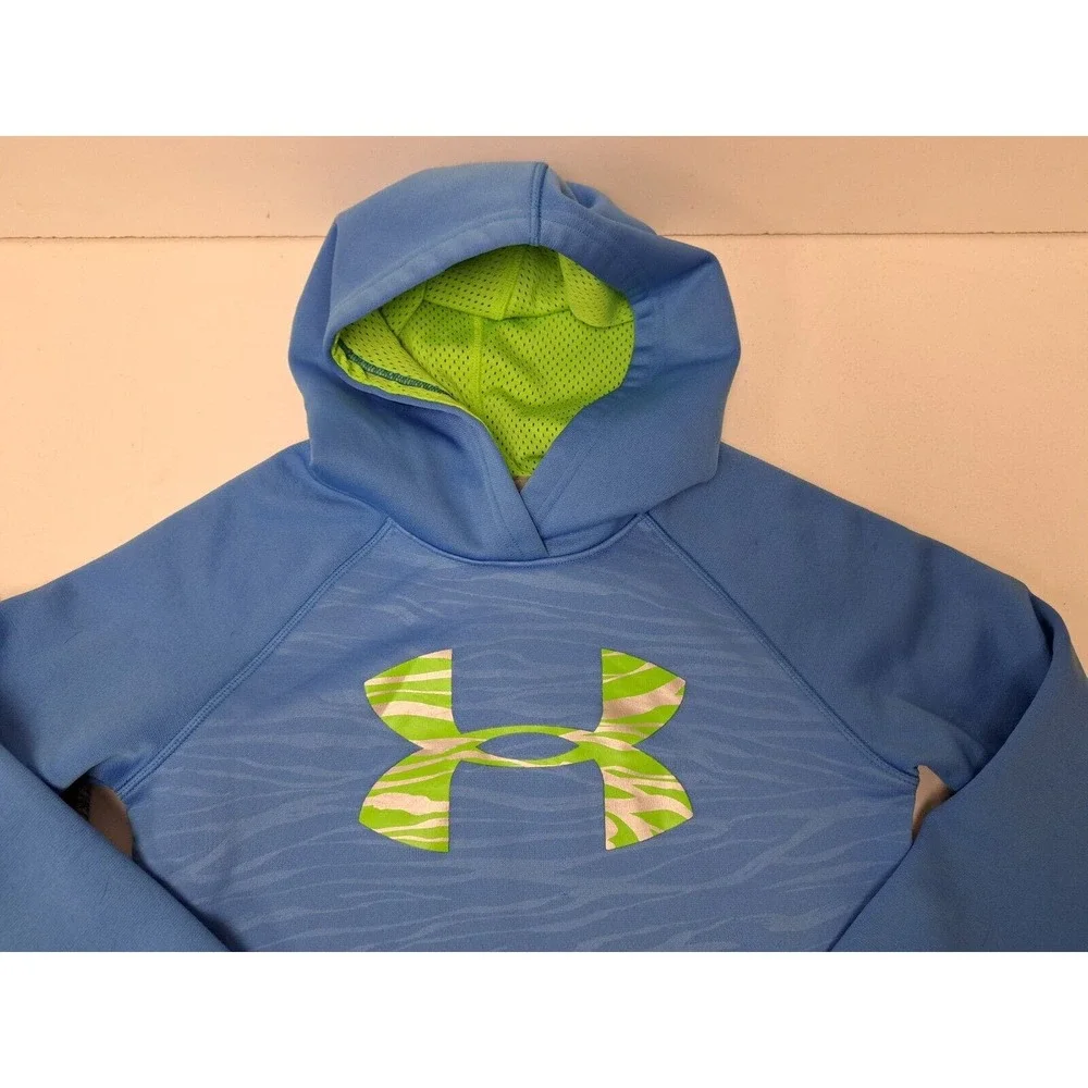 Lot of 2 Under Armour Hoodie Sweatshirt Loose Cold Gear Blue Grey Youth Medium